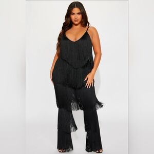 Elegant Black Fringe Jumpsuit